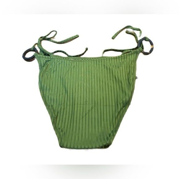 NWT J. Crew Green Wide-Rib Curved-Waist Cheeky String Bikini Bottom w/ Rings, L - Picture 6 of 14
